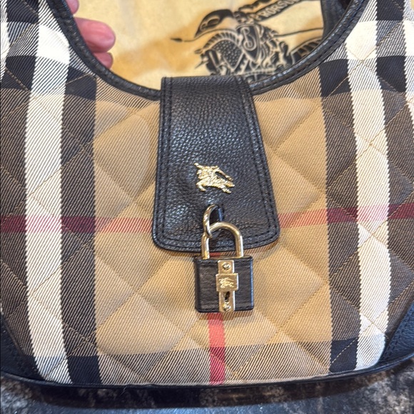 Burberry Plaid Handbag with Black leather Accents - Picture 6 of 16